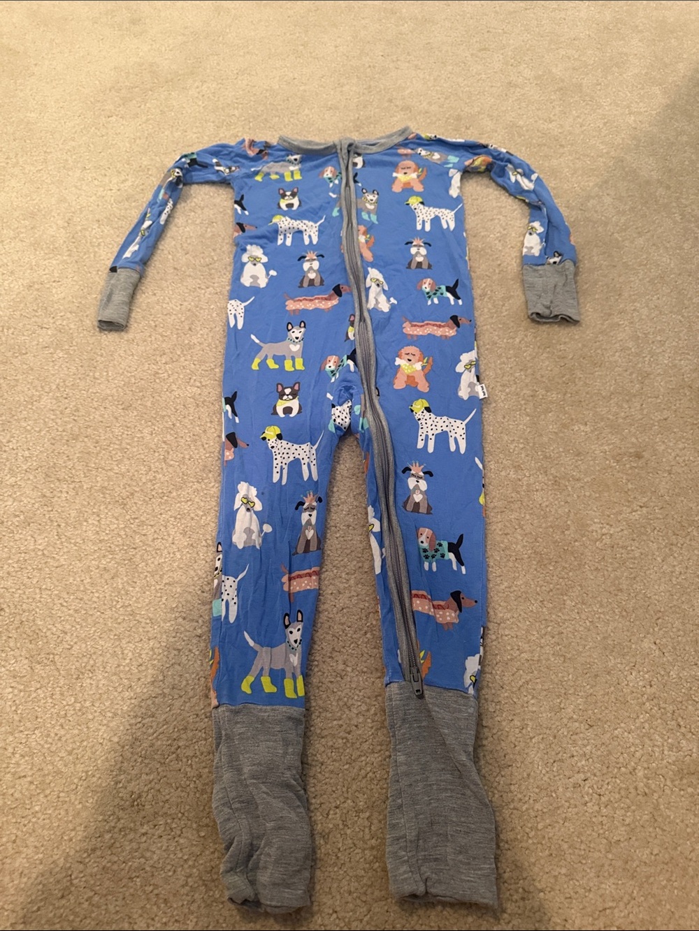 Little Sleepies Blue Dog Print Footed One-Piece
